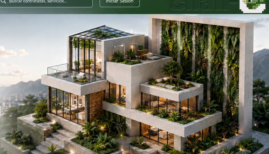 Edificio sostenible con jardines verticales